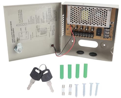 4 Canales 12V Fuente de alimentación CCTV Fusible 3A Circuito Cerrado Fuente de alimentación de TV con Bloqueo de Caja de Metal 110V 220V
