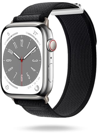 ONEFLOW Nomad Strap Kompatibel mit Apple Watch 10 (46mm) Armband Outdoor aus Nylon Stoff, Sportarmband mit Klettverschluss, Textil iWatch Armbänder Damen Herren Sport, Midnight Shadow