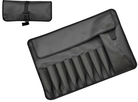 Copechilla trousse à outils enroulable noir avec broche réglable,Sac d'urgence de voiture 50X35CM avec couvercle de protection-grande poche-8 insert de poche,épais étanche à l'eau résistant à l'usure
