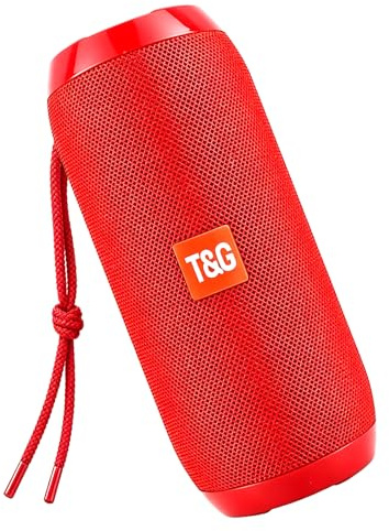T&G Portable Bluetooth Speaker, IPX4 Waterproof Wireless Speaker with Subwoofer, Stereo Pairing – TG117 Red