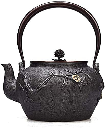 Japanese Style Cast Iron Teapot with Infuser Cast Iron Tea Kettle with Trivet Stand and Stainless Steel Lid Anti Rust Teapot for Electric Ceramic Stove Boiling Tea Black 1
