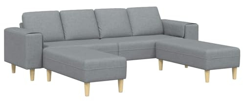 Yunovire Wohnzimmer Couch 3-teilig Hellgrau Polyester, Modernes Sofa Set mit Ottomanen, Bequeme Lounge für Erwachsene, Langlebige Polstermöbel für den Wohnbereich, 4-Sitzer