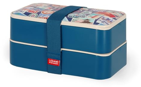 Legami - Porta Pranzo, Lunch Box, 3 Posate Incluse, Travel Stickers, Contenitore, Capacità 1200 ml, a Prova di Perdite, Adatto a Microonde e Lavastoviglie, Ideale per Scuola, Ufficio, Lavoro
