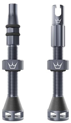 Peaty's Holeshot Fast Flow Tubeless Ventil - Hochdurchfluss-Design mit Anti-Verstopfungsfunktion für Dichtmittel, Schnelle Reifenmontage, 7075-Aluminium, MTB-kompatible Fahrrad Ventile, 42mm Grau