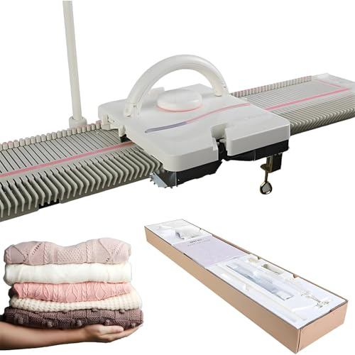 LQQYJSM Automatisches Strickmaschinen-Set (150 Maschen, Mittlere Maschenweite 6,5 Mm) – Haushaltsnähwerkzeug-Set, Silver Reed Strickmaschine Für Socken, Mützen Und Schals Mit Zubehör