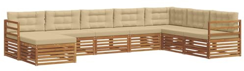vidaXL Sofagarnituren 8 pcs Natur und Beige Massivholz Akazie, Garten Lounge, modernes Outdoor Sofa, strapazierfähiges sectional, Terrassenmöbel für Bequeme Sitzgelegenheiten