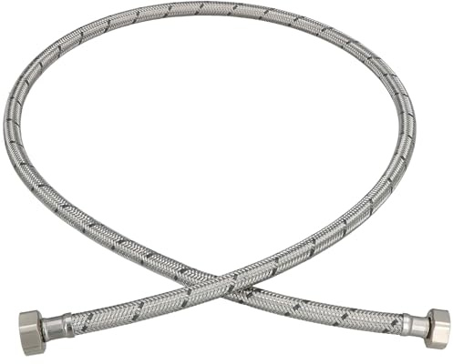 KOTARBAU® Flexschlauch 1/2“ x 1/2“, Wasserschlauch, Panzerschlauch 120 cm | Anschlussschlauch für Armatur, Schlauch Für Wasserhahn, Edelstahlummantelt, Silber