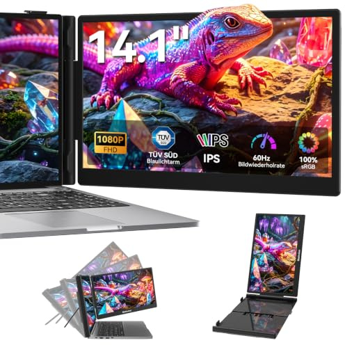 Blackview SCM5 Monitor Portatil 14, Pantalla Portatil Extensible para Laptops 13-17.3, Certificación TÜV IPS 1080P FHD Portable Monitor con USB-C/HDMI, Plug & Play para Mac/Android/Chrome