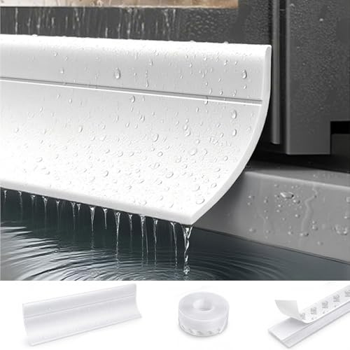 3m/5m/10m Window Outer Edge Rain Shield, Self Adhesive Waterproof Weather Bar for Exterior Doors and Window Sills, Flexible Rain Deflector Drip Guard, 35mm/45mm Width(White,45mm*3M)