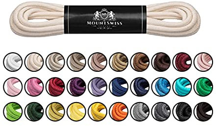 Mount Swiss Luxury Schuhbänder I Wasserabweisende und reißfeste Schnürsenkel rund ø 2-3 mm aus feiner Baumwolle/gewachst Farbe: Creamy, Länge: 60 cm