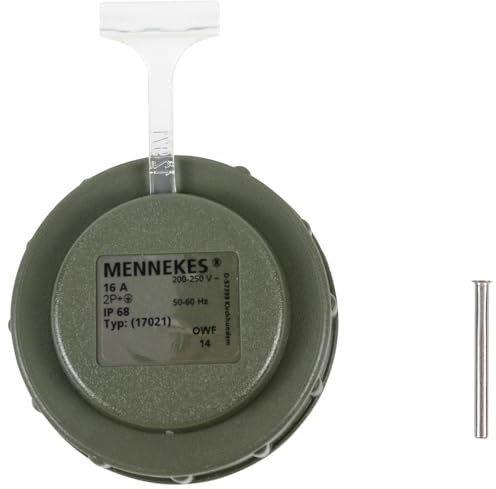 Mennekes Ersatzdeckel für Schuko Kupplung bronzegrün 4995311, Ersatzklappdeckel komplett zu MEN10812, mit Bayonettring, Halteband und Niete