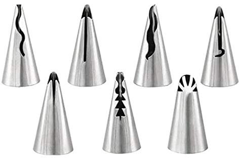 SPHTOEO Un set di 7 pezzi in acciaio inox russo con volant gonna glassa puntali per tubazioni ugelli pasticceria torta cupcake decorazione strumento di cottura