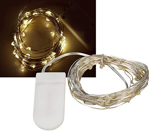 McShine LED Draht-Lichterkette | Micro | 50 LEDs, 5m, warmweiß | Batteriebetrieben, hauchdünne Drähte für flexible Deko
