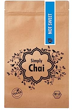 Simply Chai | Laktose-frei | Leckerer Chai-Tee zum Genießen | Chai Pulver Chai Not Sweet - Bio & Vegan zuckerfrei 500 g Beutel