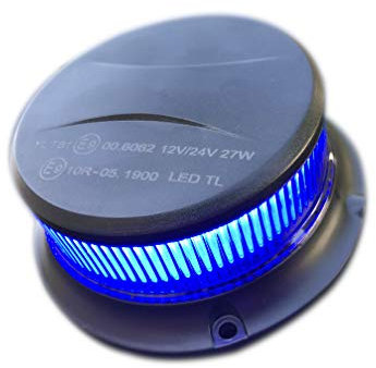 Blau LED Rundumleuchte Warnleuchte 18 LED mit ECE R65 R10 Magnet 3 Blitzmuster 12V 24V