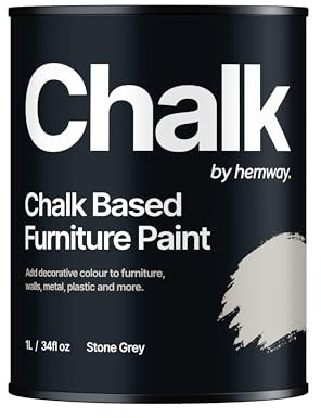 Hemway - Chalk Based Furniture Paint - Stone Grey 1 L | Chalky Matt Shabby Chic Finish for Interior & Exterior Home Decor | Quick Dry & All-in-one