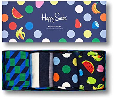Happy Socks Herrensocken, Geschenkset, Marineblau, 4 Stück