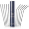 JuLeH Collection Lot de 10 pailles en acier inoxydable argenté - Parfaites pour toutes les occasions - Réutilisables - Passent au lave-vaisselle - Pailles en acier inoxydable dans une élégante boîte