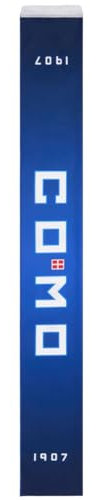 COMO 1907 - Sciarpa Distinti Sfumatura Blu - Accessorio Tifoso con Logo Stadio G. Sinigaglia - Frange Bianche - Made in Italy