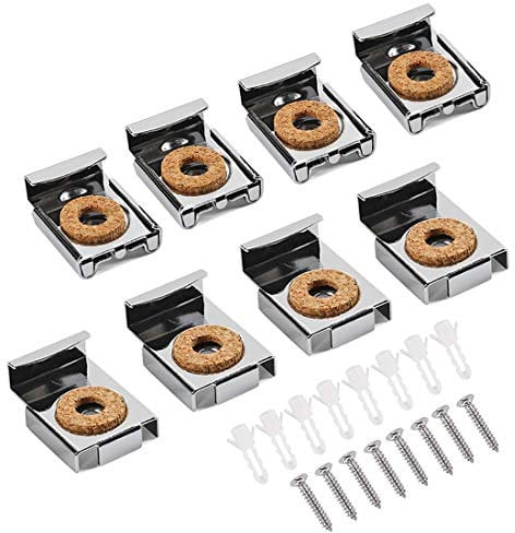 HONGECB Clip Per Specchio Da Bagno Ganci, Clip per Montaggio a Specchio, Appendi Specchio Clip, Ganci per Specchio a Muro, Con Tasselli e Viti, Per Appendere Specchi Senza Cornice, 8 Pezzi
