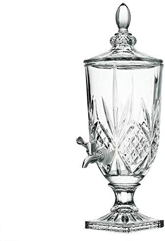 DFEO Boisson Distributeur de jus, Fontaine Eau fraiche Jarre Verre Fontaine Cocktail Distributeur de Bière, avec Robinet Couvercle, pour Boissons gazeuses, Jus, Limonade 3LC