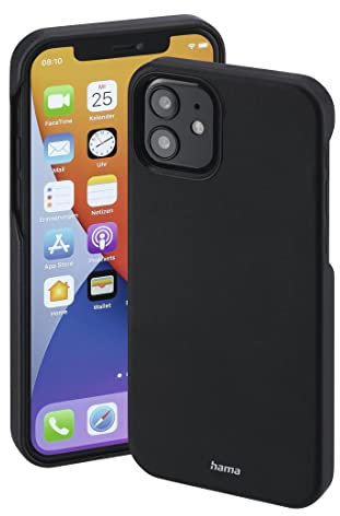 Hama Hülle für iPhone 12 und iPhone 12 Pro kompatibel mit MagSafe (Magnetische Hülle für induktives Laden, Handyhülle schützt vor Stößen, Kratzern und Schmutz, elegantes Case aus Kunstleder) schwarz