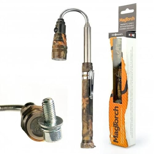 FIRST4MAGNETS MagTorch Magnetic Torch with Extendable Flexible LED Light for DIY, Crafts, Carpentry and Tradesmen - Camo