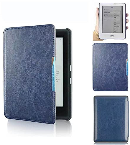 Custodia per Kobo Glo 6 Modello: N613 Premium PU Leather Cover kobo N613 ultrasottile Classic Luxury Fashion Smart Sleep Protection Leather Cover (blu scuro)