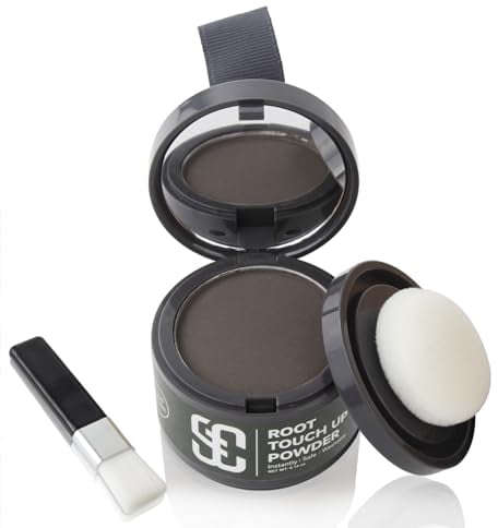 Ansatzpuder, Haar-Concealer Haarverdichtung für Frauen und Männer, Haaransatz Ausbessern & Kaschiert Sofort Haarausfall,Touch Up Haarpulver für dünnes Haar für Frauen (Dunkelbraun, 4g)