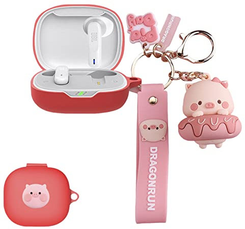 CASEVERSE Funda compatible con JBL Wave 300TWS con llavero, fundas suaves de silicona de cerdo de dibujos animados geniales para JBL Wave 300TWS para niñas, niños y adolescentes