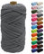 Uiopa Macrame Cord 5mm x 90m, Thick Macrame Rope 8-Strand Braided Cotton Rope, Medium Gray Cotton Cord for Plant Hangers, Wall Hanging, Dream Catcher, Garden, DIY Projects
