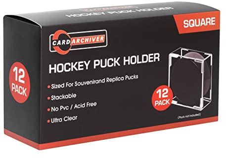 Hockey-Puck-Halter mit 12 Stück, quadratisch, Hockey-Puck-Vitrinen, 2-teilig, transparenter Hockey-Puck-Halter, offizielle Größe für Hockey-Puck-Display
