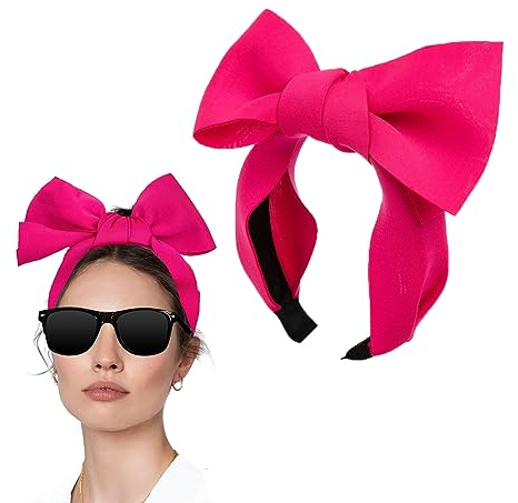 AWOCAN Frauen Große Bögen Stirnbänder Breite Knoten Haar Reifen Haarbänder Bogen Haar Zubehör für Weihnachten Halloween Party Kostüm (Rose Red)
