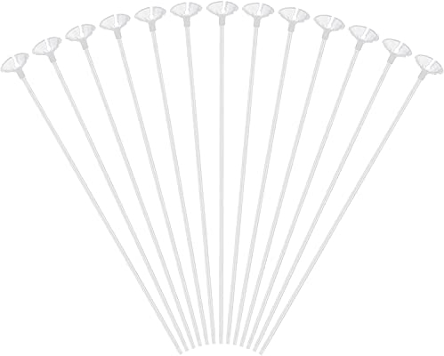 DaYue - 50 varillas para globos, 32 cm, plástico grueso, duradero, reutilizable, color blanco leche, soportes con tazas para decoración de fiesta de globos