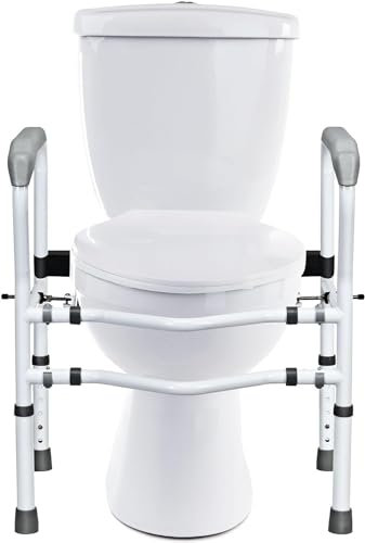 DaoGeSir Apoyabrazos WC Portátil Inodoro Y Hogar, Estructura De Apoyo para Inodoro Altura Y Ancho Ajustables Reposabrazos Auxiliares para Baño para Personas Mayores Rieles De Seguridad