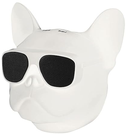 Tragbarer Bluetooth Lautsprecher, Bluetooth Lautsprecher Hund Bulldogge Lautsprecher Bluetooth Lautsprecher 4.1 Französische Bulldogge Musikbox, 32G Großem Speicher, für Outdoor Aktivitäten (Weiß)