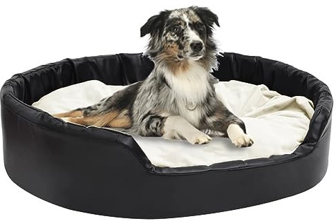 CBLDF Hundebett schwarz beige 99x89x21cm Plüsch und Kunstleder