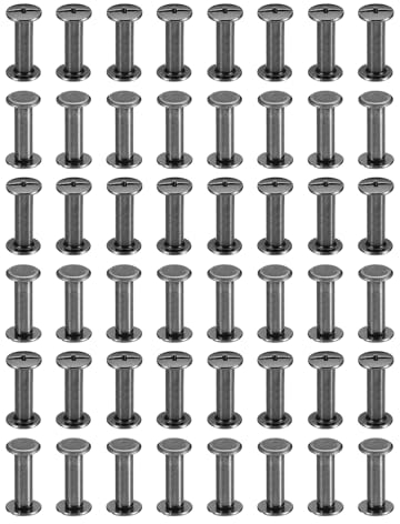 PATIKIL 50 Sets Chicago-Schrauben, M5x18mm Chicago-Schrauben Phillips-Bindeschrauben Bolzen Leder-Nietenbefestigungen Verbindungen Stahl für Ledergürtel Scrapbook Fotoalben, Schwarz