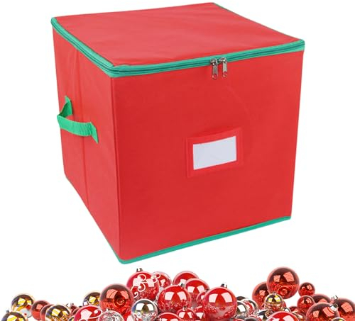 Besreey Aufbewahrung von Weihnachtskugeln, Aufbewahrungsbox für Weihnachtsdekoration, Behälter für Weihnachtsschmuck und Kugeln mit Trennwänden, Platzsparende Tasche für Weihnachtsbaumschmuck,