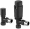 Radiant Living Angled Thermostatic Radiator Valve Black Round 15mm Lockshield TRV Modern