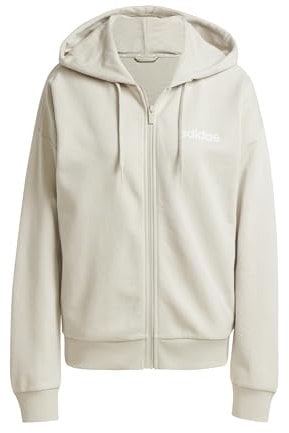 adidas Damen Essentials LINEAR Full Zip French Terry Hoodie, Wonder Alumina/White, S