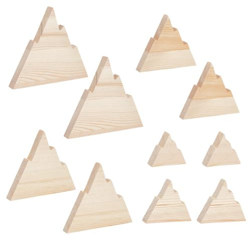 OLYCRAFT 10Pz 5 Dimensioni Blocchi di legno grezzi a forma di montagna 18 mm di spessore ritagli di legno vassoio di legno grezzo pezzi di legno di visualizzazione decorazione per casa