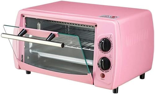 BTURYT Horno eléctrico, Mini Horno de 12L, tat Regulable, Control de Temperatura Independiente en los Tubos Superior e Inferior, Rosa