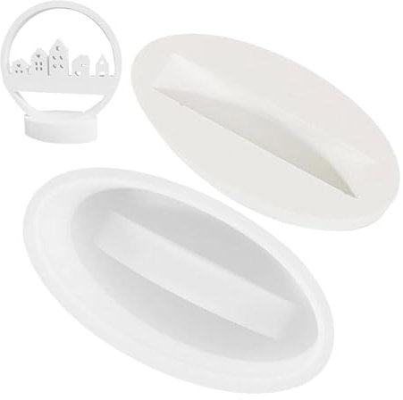 Forma de base de silicona para adornos, base ovalada, molde de yeso, molduras de adorno para hormigón