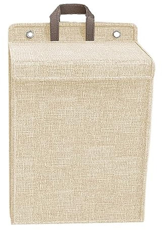 Cesto portabiancheria pieghevole da appendere alla parete, cesto portaoggetti per dormitorio camera da letto, beige, grande