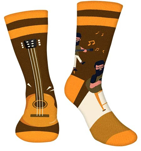 Lustige Gitarre Socken Herren Papa Jungen - Musik Bunte Männer Witzige Socken Mit Motiv Coole Bedrucken Verrückte Muster Funny Socks - Musiker Valentinstag Weihnachten Geschenke Vatertag
