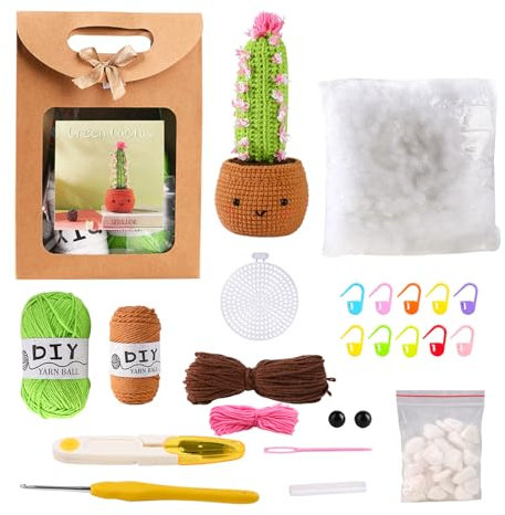 Comforso Crochet Kits Cactus Woven Crochet Kit Beginners Adults Crochet Kit Storage Case Needles Crochet Starter Kit Knitting Accessories Tools Crochet for Beginners Adults Sister Friend Wife (Large)