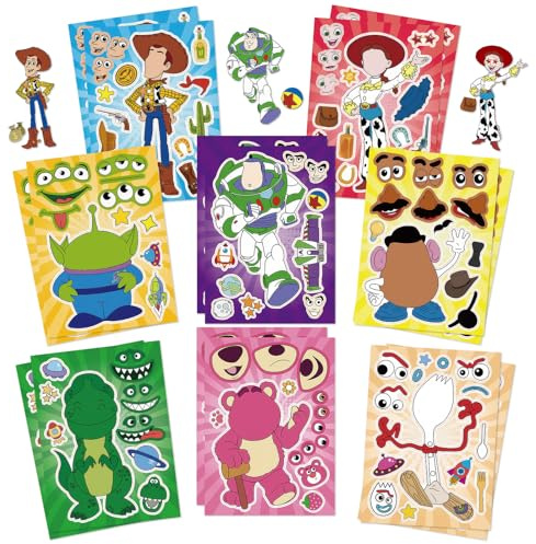 Toy Inspired Story Stickers-16 Sheets Make a Face DIY Toy Stickers Art Craft for Kid- Make Your Own Personalized Stickers Birthday Party Supplies Favors Bag Stuffing Gift Pinata Filler Lucky Dip Prize