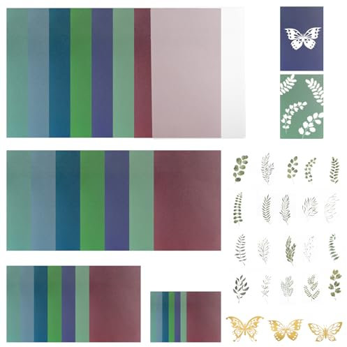 28 Stück Cyanotypie Papier Cyanotype Kit Sonnendruckpapier mit 23 Stück Cyanotype Material und A4 Transparent Feste Platte Solarpapier Blaupause Papier für DIY Kunst Machen