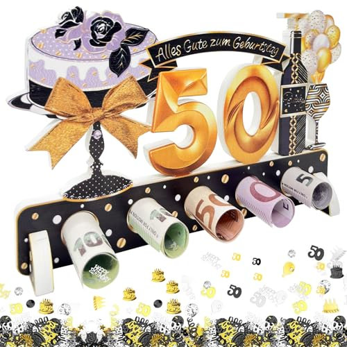 50. Geburtstag Geldgeschenke & Dekoration - Holz Geschenke für Mann & Frau